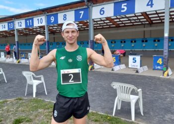 Łukasz Gutkowski z AZS-u AWF-u Warszawa zdobył tytuł Mistrza Polski czwarty raz z rzędu, a piąty w karierze (fot. Jakub Lesiński)