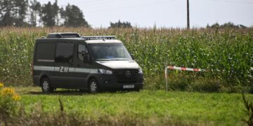 Służby w miejscowości Osiny Fot. PAP/Wojtek Jargiło