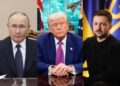 Władimir Putin, Donald Trump i Wołodymyr Zełenski Fot. PAP/EPA/Yuri Gripas/ALEXANDER KAZAKOV/SPUTNIK/KREMLIN POOL/POOL/TERESA SUAREZ