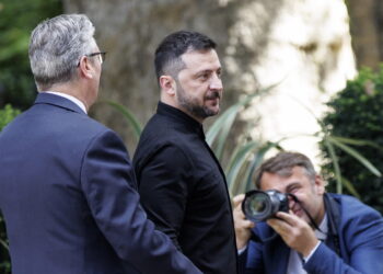 Wołodymyr Zełenski podczas wizyty w Wielkiej Brytanii (PAP/EPA/TOLGA AKMEN)