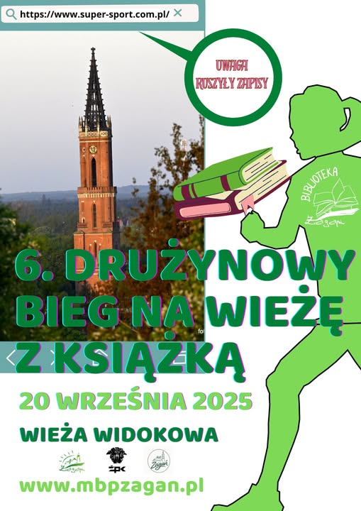 Ruszyły zapisy na „Drużynowy bieg na wieżę z książką” Radio Zachód - Lubuskie