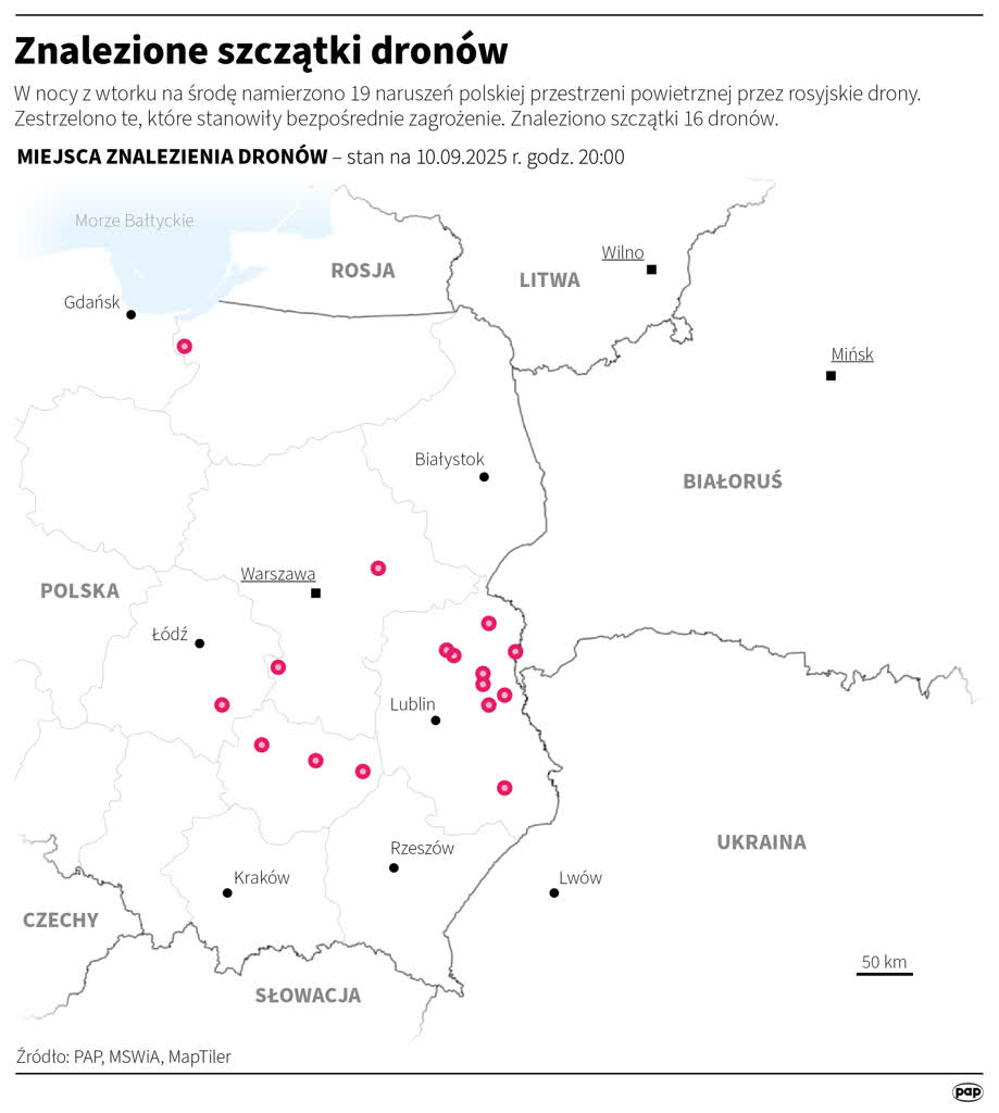 Sikorski: musimy uważać, by nie powielać rosyjskiej dezinformacji na temat dronów 12 igrafika_20250911_08.png