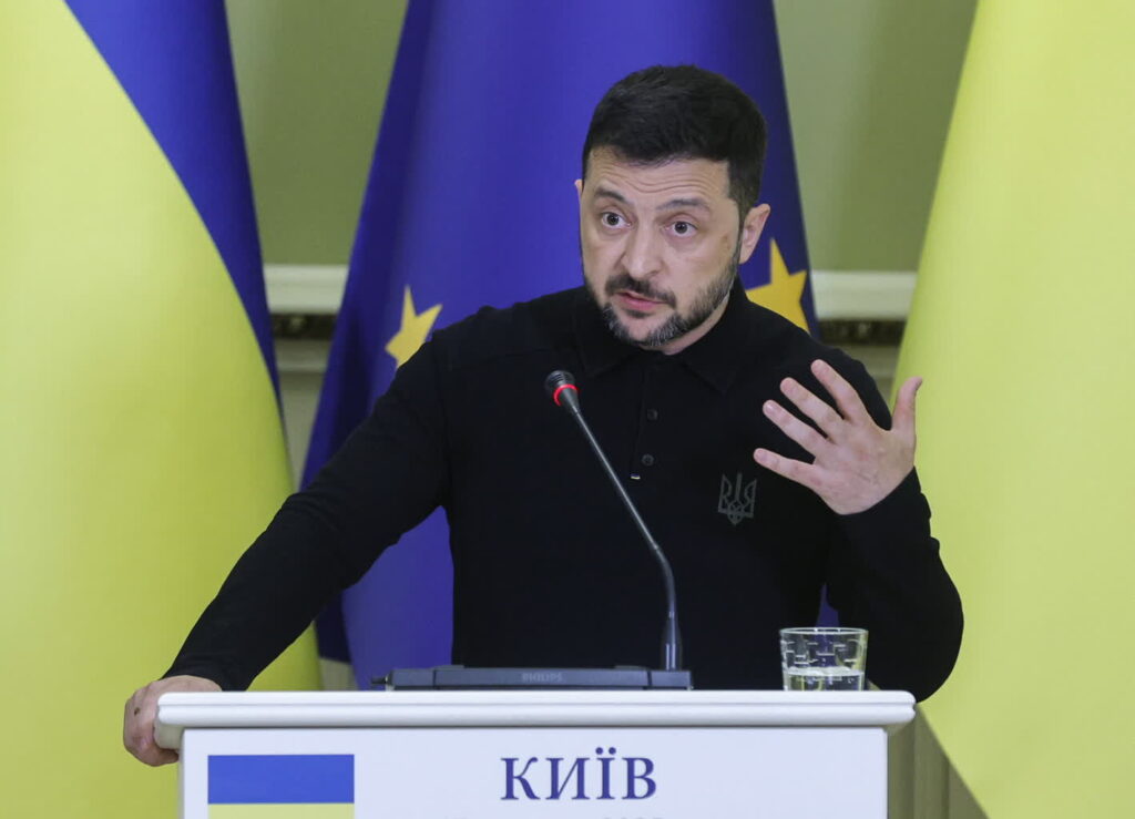 Wołodymyr Zełenski, prezydent Ukrainy (PAP/EPA/SERGEY DOLZHENKO)