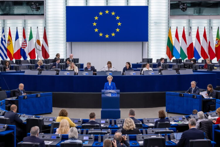 Problemy z 19. pakietem sankcji UE na Rosję 9 Posiedzenie Parlamentu Europejskiego (PAP/EPA/CHRISTOPHE PETIT TESSON)