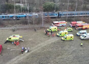 Zderzenie dwóch pociągów w okolicy miejscowości Dívčice / Žlýv w kraju południowoczeskim. Fot. PKP S.A./FB