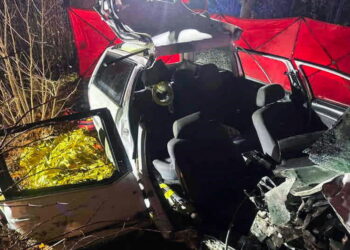 Śmiertelny wypadek w Kurowie. Fot. PAP/KP PSP Wejherowo