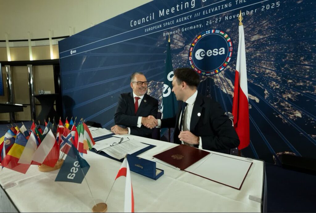 W Bremie podpisano list intencyjny w sprawie budowy ośrodka Europejskiej Agencji Kosmicznej w Polsce Fot. X/@AschbacherJosef