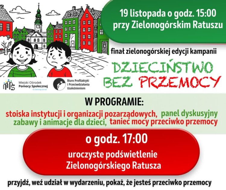 „Dzieciństwo bez przemocy” – w środę wydarzenie przy zielonogórskim ratuszu Radio Zachód - Lubuskie