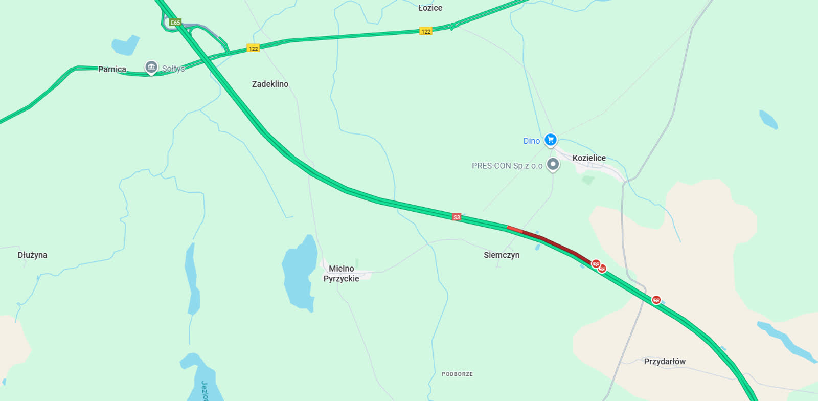 S-3 w stronę Szczecina nieprzejezdna Radio Zachód - Lubuskie