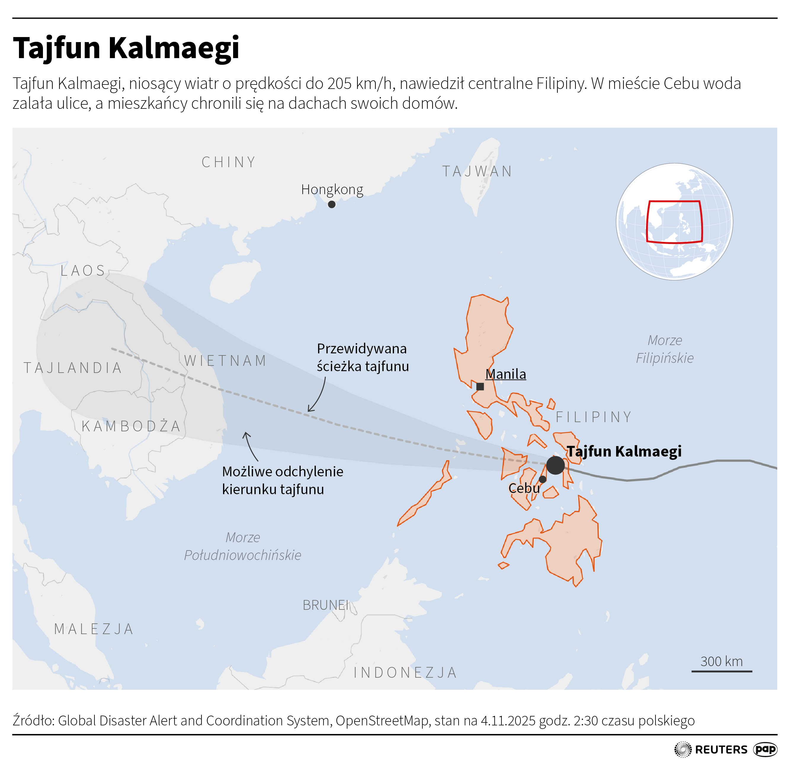 Tajfun uderzył w Filipiny. Są ofiary śmiertelne, setki tysięcy ewakuowanych