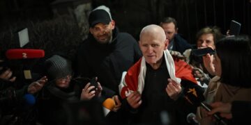 Białoruski działacz społeczny, polityk, obrońca praw człowieka i więzień polityczny Aleś Bialacki. Fot. PAP/ Valdemar Doveiko