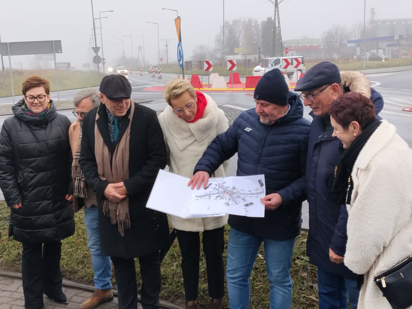 Tymczasowe rondo przy żarskiej obwodnicy