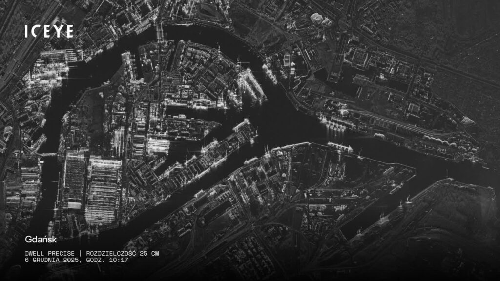 Polska widziana z kosmosu. Opublikowano pierwsze zdjęcia wykonane przez satelitę Sił Zbrojnych RP 1 Fot. www.iceye.com/pl