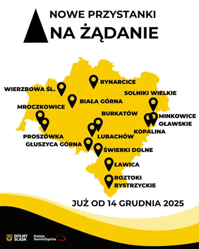 Od niedzieli nowy rozkład jazdy pociągów Kolei Dolnośląskich