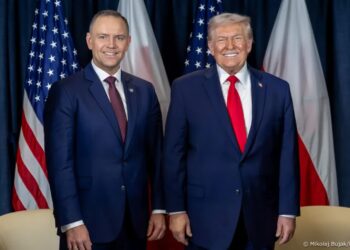 Prezydent Polski Karol Nawrocki i przywódca USA Donald Trump. Fot. Mikołaj Bujak/KPRP