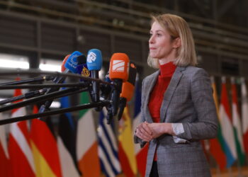 Na zdjęciu Kaja Kallas, szefowa unijnej dyplomacji (PAP/EPA/Olivier Hoslet)