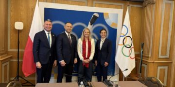 Prezydent Nawrocki spotkał się w sobotę z przewodniczącą Międzynarodowego Komitetu Olimpijskiego Kirsty Coventry. Fot. X/ Radosław Piesiewicz