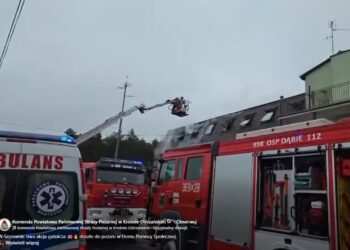 Pożar DPS w Szczawnie (fot. KP PSP Krosno Odrzańskie)