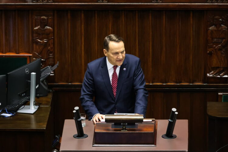 Wicepremier i szef MSZ Radosław Sikorski przedstawia expose ws. priorytetów polskiej polityki zagranicznej (PAP/Albert Zawada)