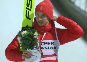 Kacper Tomasiak został mistrzem Polski w skokach narciarskich w Wiśle. Fot. PAP/Grzegorz Momot