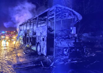 Wrak spalonego autobusu Fot. Facebook/Polícia Slovenskej republiky