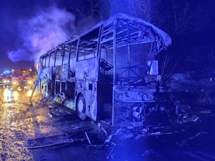 Wrak spalonego autobusu Fot. Facebook/Polícia Slovenskej republiky