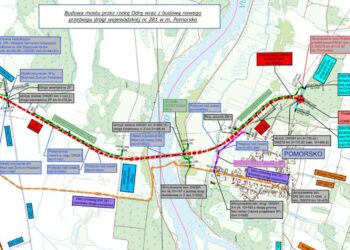 Fragment mapy orientacyjnej dla inwestycji związanej z budową mostu na Odrze w Pomorsku (lubuskie.pl)