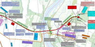 Fragment mapy orientacyjnej dla inwestycji związanej z budową mostu na Odrze w Pomorsku (lubuskie.pl)