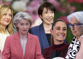 Georgia Meloni, Ursula von der Leyen, Sanae Takaichi, Claudia Sheinbaum i Christina Lagarde. Fot. Kolaż zdjęć PAP. Od lewej: