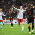 Piotr Zieliński (C) cieszy się z gola podczas barażowego meczu półfinałowego o awans do piłkarskich mistrzostw świata z Albanią. Fot. PAP/Leszek Szymański