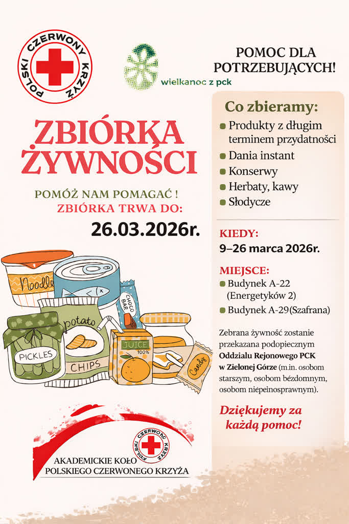 Uniwersytet Zielonogórski prowadzi zbiórkę żywności dla podopiecznych PCK