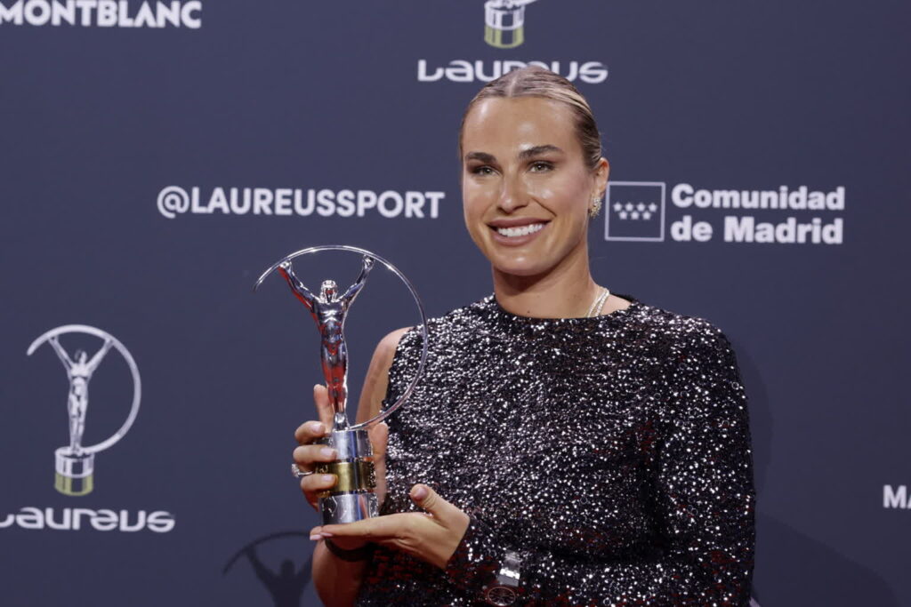 Białoruska tenisistka Aryna Sabalenka. Laureus World Sports Awards Madrid 2026. Fot. PAP/EPA/JUANJO MARTIN