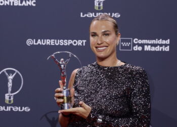 Białoruska tenisistka Aryna Sabalenka. Laureus World Sports Awards Madrid 2026. Fot. PAP/EPA/JUANJO MARTIN