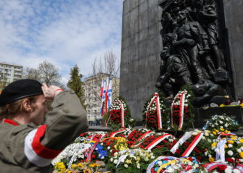 WARSZAWA 83. ROCZNICA POWSTANIA W GETCIE WARSZAWSKIM. Fot. PAP/Paweł Supernak