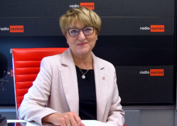 Elżbieta Polak w studiu Radia Zachód