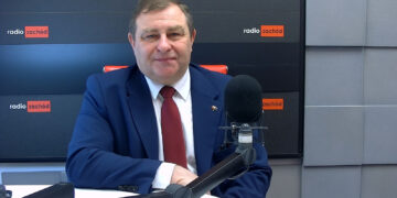 Grzegorz Potęga w studiu Radia Zachód