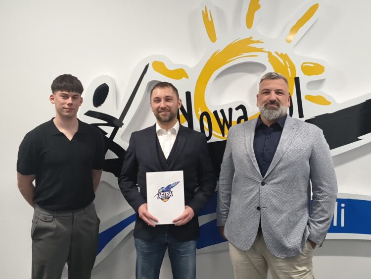 Zarząd Astry Nowa Sól: wiceprezes Jakub Czarnecki, prezes Grzegorz Boruszewski oraz wiceprezes Bartosz Witkowski (fot. Jakub Lesiński)