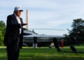 Na zdjęciu amerykański prezydent Donald Trump (PAP/EPA/Eric Lee / POOL)