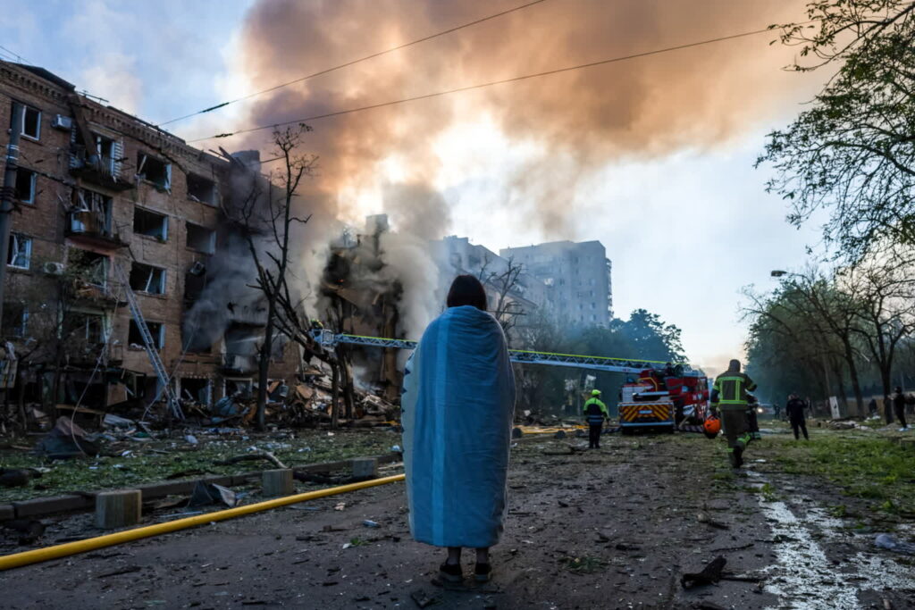 Zbombardowany Kijów (PAP/Vladyslav Musiienko)