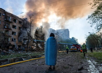 Zbombardowany Kijów (PAP/Vladyslav Musiienko)