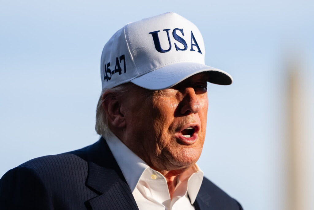 Na zdjęciu amerykański prezydent Donald Trump (PAP/EPA/Eric Lee / POOL)