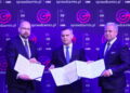 Dyrektor generalny Telewizji Polskiej Tomasz Sygut (C), dyrektor generalny Polskiej Agencji Prasowej Marek Błoński (L) i redaktor naczelny Polskiego Radia Paweł Majcher (P). Fot. PAP/Leszek Szymański