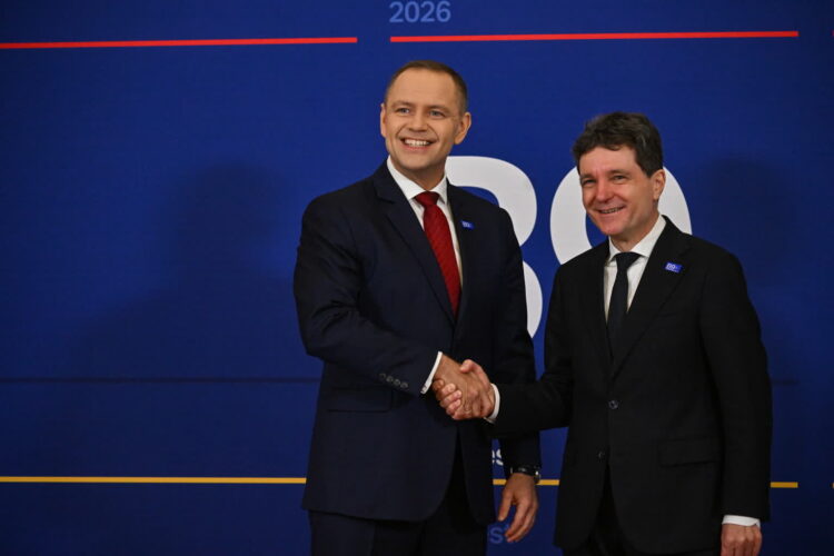 Bukareszt, Rumunia. Prezydent RP Karol Nawrock z prezydentem Rumunii Nicusorem Danem (PAP/Piotr Nowak)