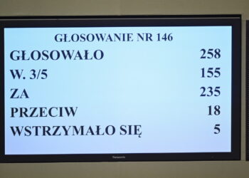 Tablica z wynikami głosowania nad wyborem sędziów-członków KRS w Sejmie (PAP/Radek Pietruszka)