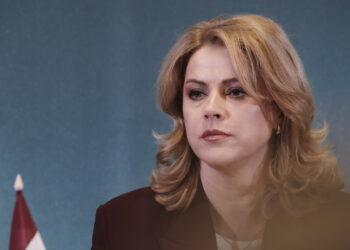 Na zdjęciu łotewska premier Evika Silina(PAP/EPA/VALDA KALNINA)