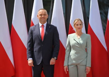 Karol Nawrocki z małżonką Martą Nawrocką. Fot. PAP/Marcin Obara