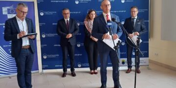 Guben. Briefing prasowy przed rozpoczęciem polsko-niemieckiej konferencji poświęconej problemom demografii (fot. Piotr Bakselerowicz)
