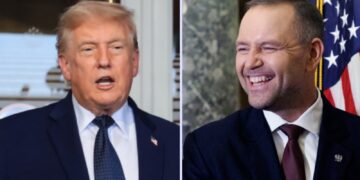 Prezydent USA Donald Trump i prezydent Polski Karol Nawrocki. Fot. Kolaż zdjęć PAP