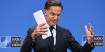 Szef NATO Mark Rutte. Fot. PAP/EPA/OLIVIER HOSLET