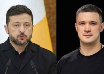 Wołodymyr Zełenski i Mychajło Fedorow. Fot. PAP i Wikipedia